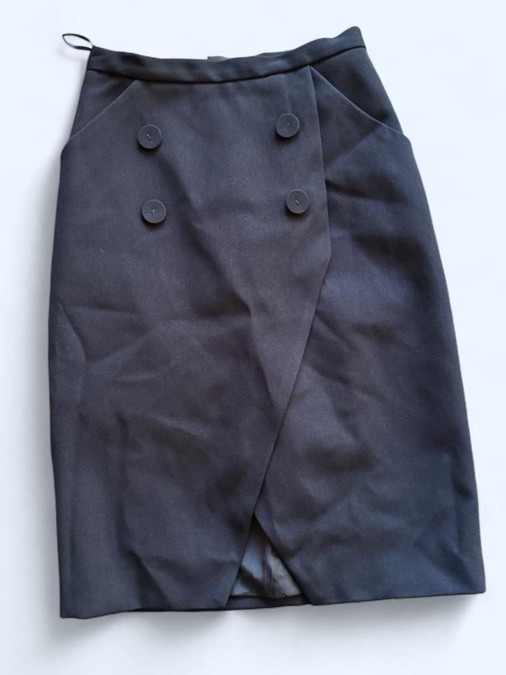 Classic Navy Wrap Pencil Skirt